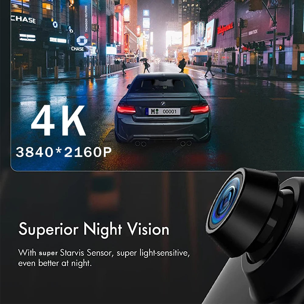Mirror Dash Cam 12-inch 4K, Night Vision, CarPlay & Android Auto