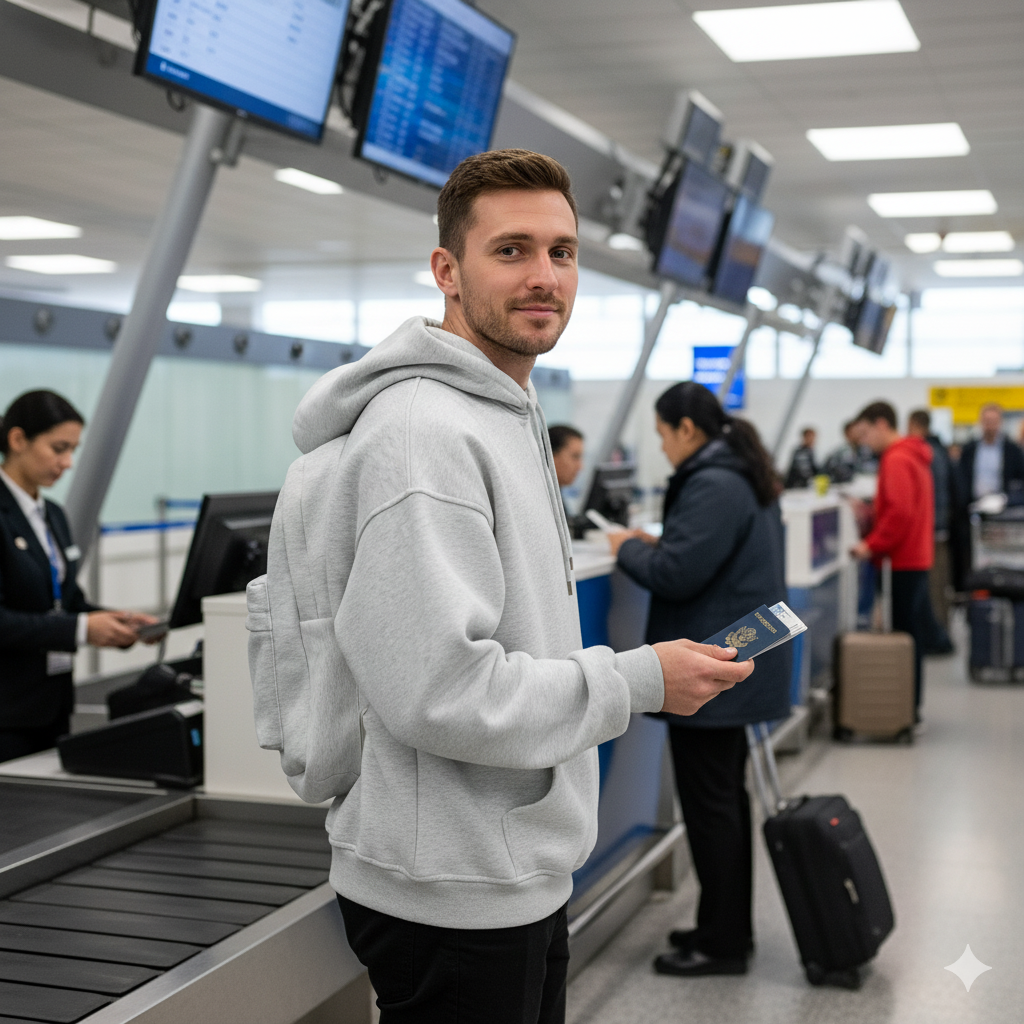 a guy is wearing his integrated backup hoodie